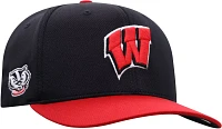 Top of the World Men's Wisconsin Badgers Black/Red Stretch-Fit Hat