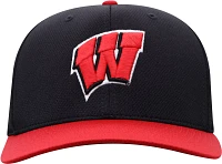 Top of the World Men's Wisconsin Badgers Black/Red Stretch-Fit Hat