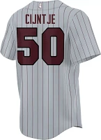 Prosphere Men's Mississippi State Bulldogs #50 Grey Jurrangelo Cijntje Full Button Replica Baseball Jersey