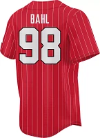 Prosphere Men's Nebraska Cornhuskers #98 Scarlet Jordyn Bahl Full Button Pinstripe Softball Jersey