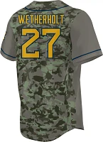 Prosphere Youth West Virginia Mountaineers #27 Camo J.J. Wetherholt Full Button Replica Baseball Jersey