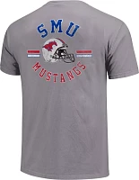 Image One Men's Southern Methodist Mustangs Grey Helmet Arch T-Shirt