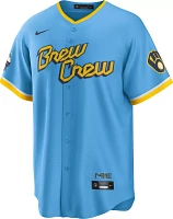 Nike Men's Milwaukee Brewers 2022 City Connect Christian Yelich #22 Cool Base Jersey