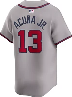 Nike Men's Atlanta Braves Ronald Acuña Jr. #13 Gray Limited Vapor Jersey