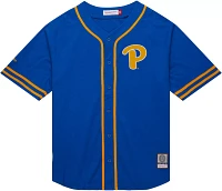 Mitchell & Ness Men's Pitt Panthers Blue Louis Riddick Full Button Baseball Jersey