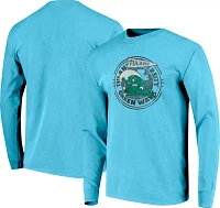 Image One Men's Tulane Green Wave Blue Distressed Long Sleeve T-Shirt