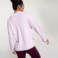 CALIA Women's Boxy Split Neck Pullover Sweater