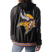 The Wild Collective Women's Minnesota Vikings Black Snap Bomber Jacket