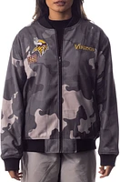 The Wild Collective Women's Minnesota Vikings Camo Grey Bomber Jacket