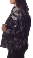 The Wild Collective Women's Philadelphia Eagles Tie Dye Denim Black Jacket