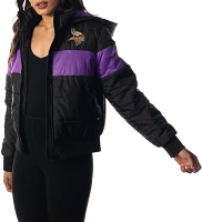 The Wild Collective Women's Minnesota Vikings Black Hooded Puffer Jacket