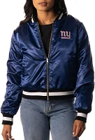 The Wild Collective Women's New York Giants Black Reversible Sherpa Bomber Jacket