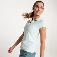 CALIA Women's Ribbed Johnny Collar Golf Polo