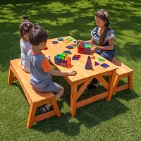 Sportspower Kids' Wooden Table with Separated Benches