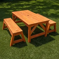 Sportspower Kids' Wooden Table with Separated Benches