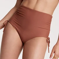 CALIA Women's High Waisted Ruched Side Tie Swim Bottoms