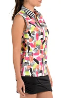 SwingDish Women's London Pink Sleeveless Golf Polo