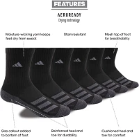 adidas Youth Cushioned Angle Stripe Quarter Socks – 6 Pack