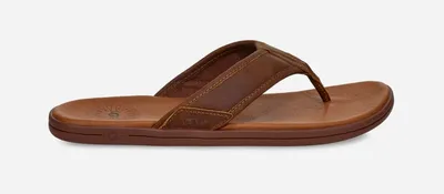 UGG® Men's Seaside Leather Flip Flop Sandals in Brown