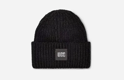 UGG Women's Chunky Rib Beanie Acrylic Blend Hats in Black