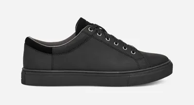 UGG® Men's Baysider Low Weather Leather Sneakers in Black Tnl Leather