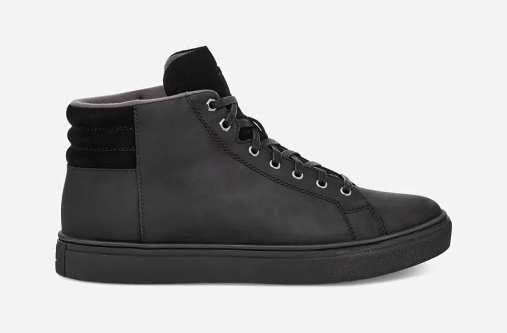 UGG® Men's Baysider High Weather Leather Sneakers in Black Tnl Leather