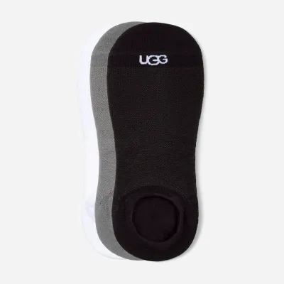 UGG® Men's Oliver No Show 3 Pack Cotton Blend Socks in White/Grey/Black