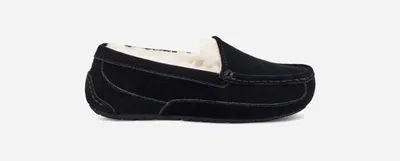 UGG® Kids' Ascot Sheepskin Slipper Loafers in Black Suede
