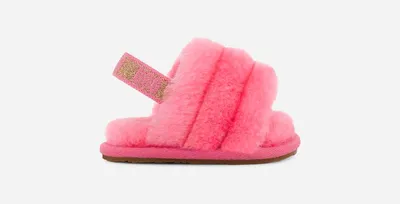 UGG® Fluff Yeah Slide Glitter Sheepskin Slippers in Pink Rose