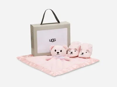 UGG® Bixbee And Lovey Bear Stuffie Fleece/Textile Boots in Seashell Pink