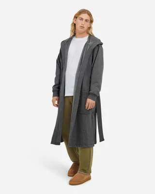 UGG® Men's Leeland Robe Cotton Blend Robes in Charcoal Heather