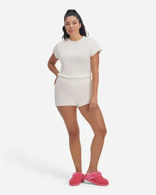 UGG® Women's Finola Short Cozy Knit Shorts in Cream