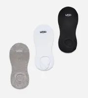 UGG® Women's Stela No Show 3 Pack Cotton Blend Socks in White/Grey