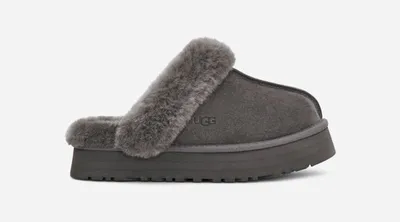 UGG® Women's Disquette Sheepskin Slippers in Charcoal