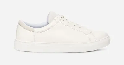 UGG® Men's Baysider Low Weather Suede Sneakers in White Leather