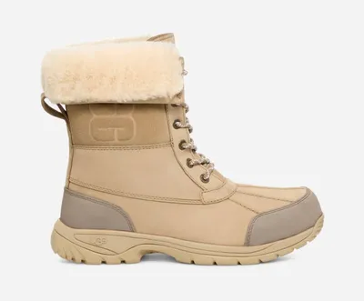 UGG® Men's Butte Logo Nubuck/Waterproof Cold Weather Boots in Mustard Seed