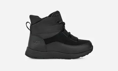 UGG® Kids' Yose Puffer Lace Sheepskin Cold Weather Boots in Black