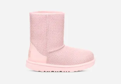 UGG® Kids' Classic II Gel Hearts Suede Classic Boots in Pink