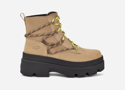 UGG® Women's Brisbane Lace Up Suede Boots in Mustard Seed