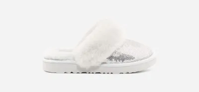 UGG® Toddlers' Cozy II Mirror Ball Sheepskin Slippers in Silver