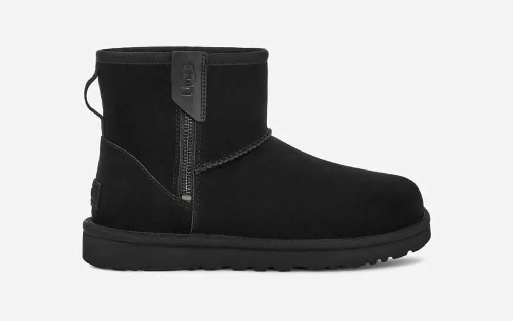 UGG® Women's Classic Mini Bailey Zip Suede Classic Boots in Black