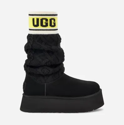 UGG® Women's Classic Sweater Letter Knit Classic Boots in Black