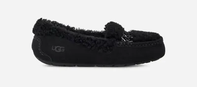 UGG® Women's Ansley UGG®braid Sheepskin/Suede Slippers in Black