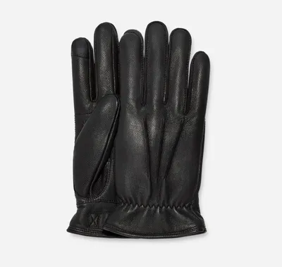 UGG® Men's 3 Point Leather Glove Gloves in Black