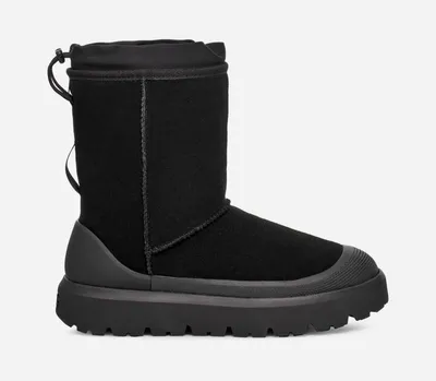 UGG® Classic Short Weather Hybrid Suede/Waterproof Classic Boots in Black/Black