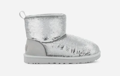 UGG® Women's Classic Mini Mirror Ball Sequin Classic Boots in Silver