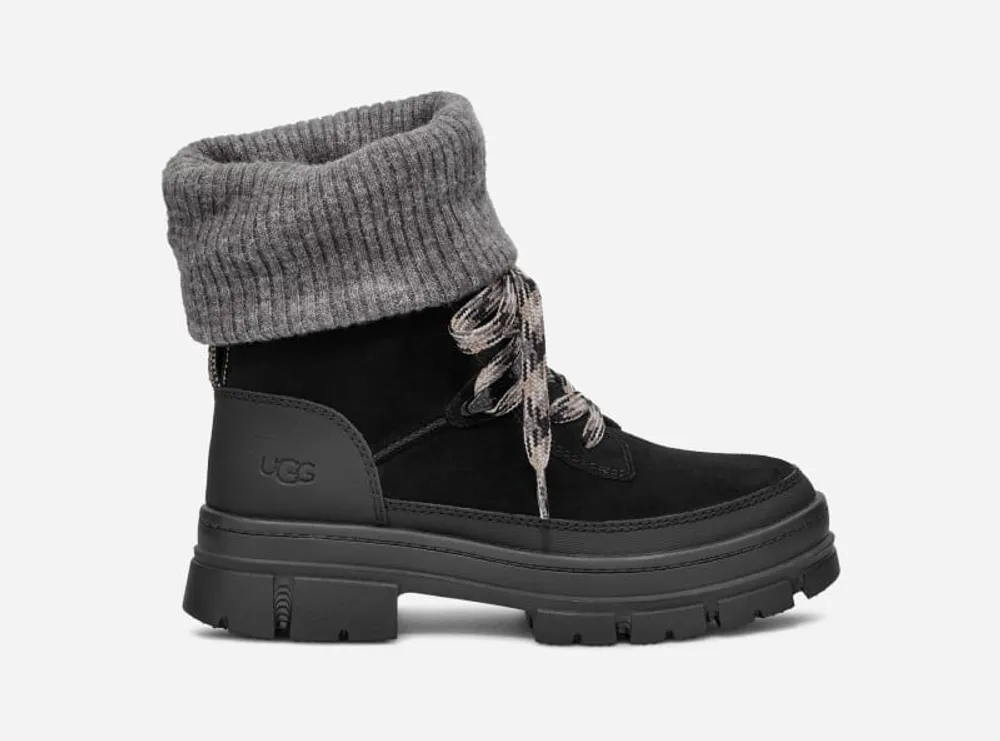 UGG® Women's Ashton Hiker Faux Leather/Suede/Textile Boots in Black
