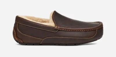 UGG® Men's Ascot Matte Leather Slippers in Brown