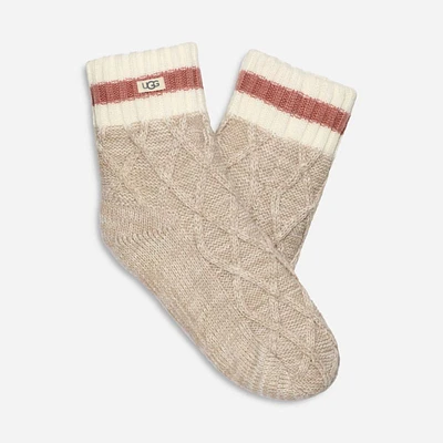 UGG® Women's Deedee Fleece Lined Quarter Socks in Putty/Pink Cedar