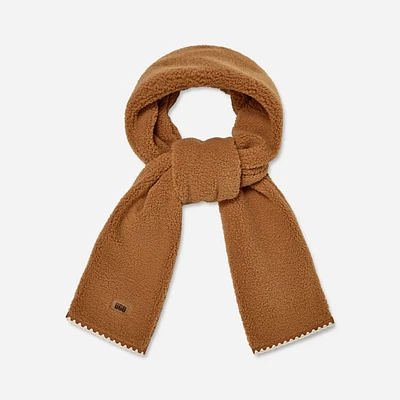 UGG® Women's UGG®fluff Scalloped Scarf Fleece Scarves in Chestnut